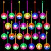 Haerbao 24 Pieces Light Up Bouncy Ball Light up Spike Rubber Ball Sensory Toy Flashing Spiky Sensory Stress Balls for Party Favors Student Gifts School Rewards(Corded) view 1