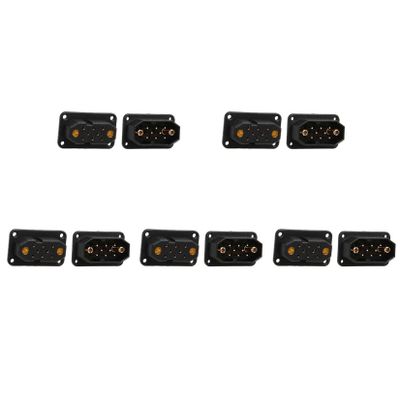 5Pairs JX4 JX6 JX8 MX6 MX10 MPX 4Pin 6Pin 8Pin 10Pin Servo Connector Brass Gold Plated Male Female Plug for Gasoline Turbojet Drone RC VTOL Model Aircraft Boat Car Parts (5pairs Black JX8 Plug)