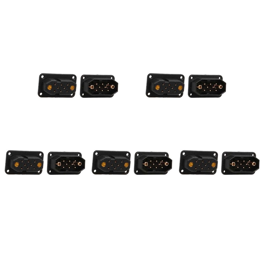 5Pairs JX4 JX6 JX8 MX6 MX10 MPX 4Pin 6Pin 8Pin 10Pin Servo Connector Brass Gold Plated Male Female Plug for Gasoline Turbojet Drone RC VTOL Model Aircraft Boat Car Parts (5pairs Black JX8 Plug)