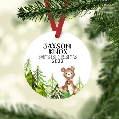 Touber Baby 1st Christmas Ornament, Bear Christmas Ornament Baby Ornament for Boys and Girls Personalized Children's Ornament Holiday Baby Ornament