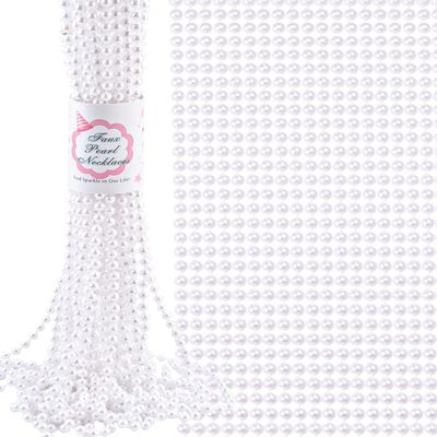 ABONDEVER 16Pcs 6mm Faux White Pearl Beads Necklaves Bulk Party Favor Plastic Play Pearl Necklaces for Women Pearls for Flapper Tea Party Gatsby 20's Wedding Decorations