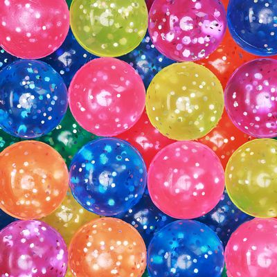 Bouncy Balls - 48 Pcs Glitter Bouncing Balls - Assorted Colors 1" Bounce Balls - Bouncing Balls for Kids - Vending Machine Toys - Bouncy Ball Vending Machine Refill in Bulk