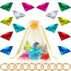 Chalyna 25 Pcs Acrylic Diamond Gem Jewelry Alloy Gold Round Ring Set Halloween Party Favor Pirate Treasure Hunting Cake Decor with Gift Bag for Birthday Party Supplies(Elegant Style,Gold) view 1