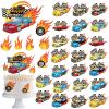 55 Pcs Race Car Cupcake Toppers Hot Happy Birthday Cake Wheels Toppers Checkered Flag Fire Car Theme Party Decoration for Boy Girl DIY Decorations view 1