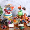 55 Pcs Race Car Cupcake Toppers Hot Happy Birthday Cake Wheels Toppers Checkered Flag Fire Car Theme Party Decoration for Boy Girl DIY Decorations view 3