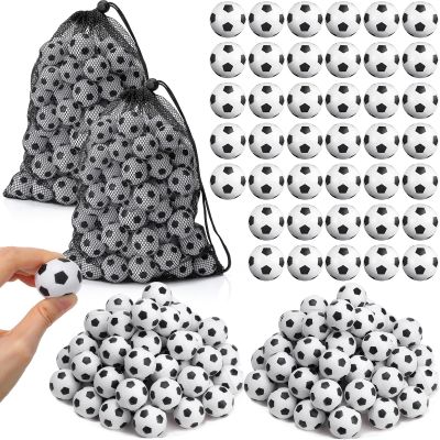 Sotiff 72 Pcs Mini Soccer Balls Bulk 1.18 Inch Sports Foam Stress Balls Relaxation Gadgets Fidget White Black Sports Theme Party Favors with Drawstring Mesh Bag