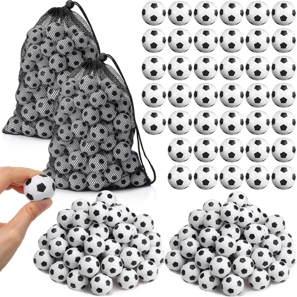 Sotiff 72 Pcs Mini Soccer Balls Bulk 1.18 Inch Sports Foam Stress Balls Relaxation Gadgets Fidget White Black Sports Theme Party Favors with Drawstring Mesh Bag