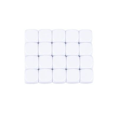 Kaiheng 16mm Acrylic Six Sided Dice with Smoothed Surface and Rounded Corners - Blank White Dice Cubes for Board Games, DIY Sticker, Math Counting Teaching, Party Fun - 20PCS