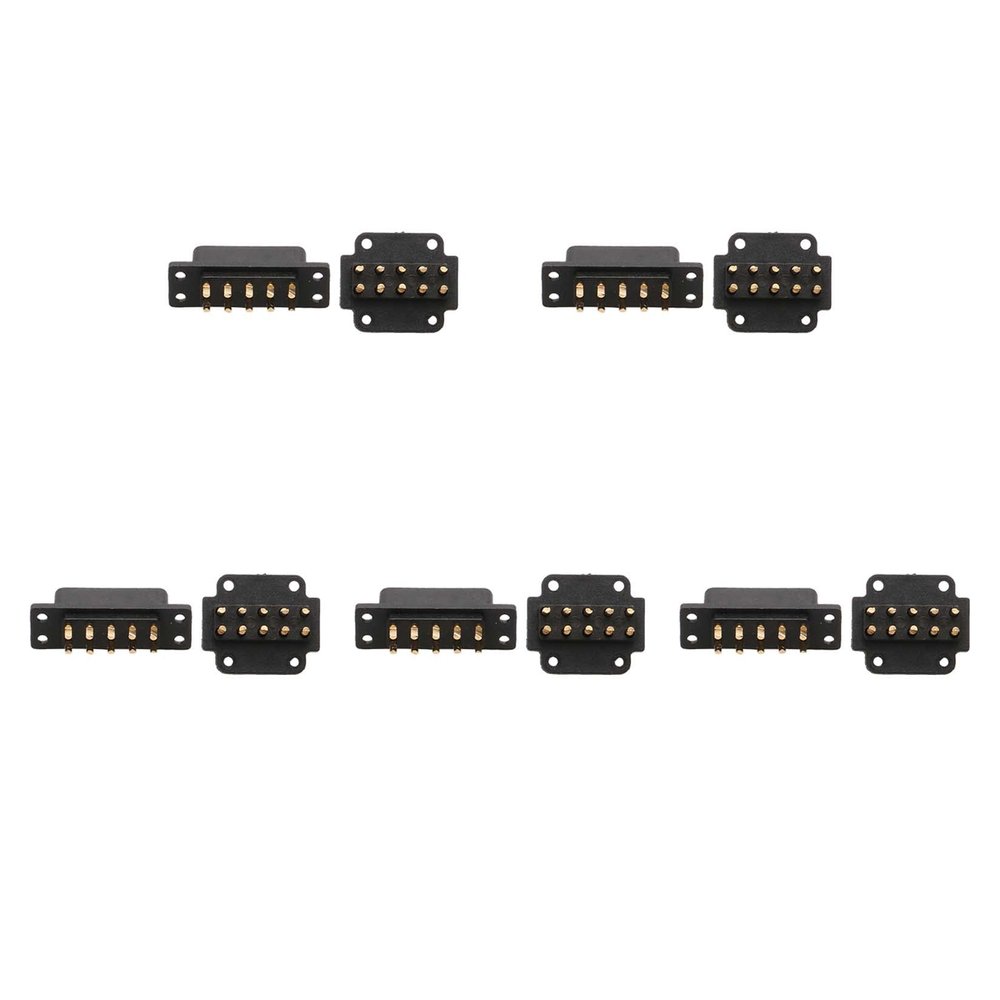 5Pairs JX4 JX6 JX8 MX6 MX10 MPX 4Pin 6Pin 8Pin 10Pin Servo Connector Brass Gold Plated Male Female Plug for Gasoline Turbojet Drone RC VTOL Model Aircraft Boat Car Parts (5pairs Black MX10 Plug)