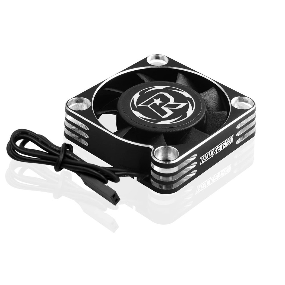RC Motor Cooling Fan 40mm 16000RPM Fits Diameter 56mm 55mm 58mm Motor Fan Heatsink for 1/5 1/6 RC Truck Car (Silver Black)