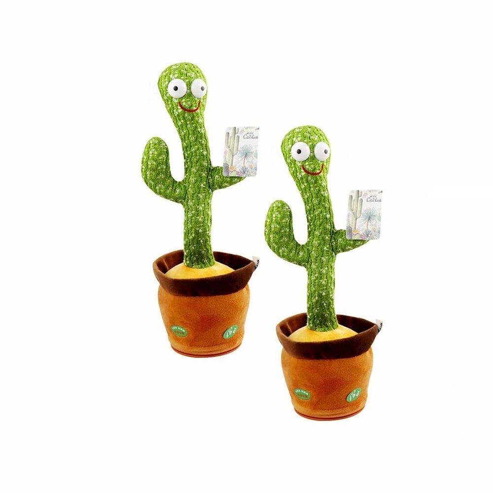 Dancing Cactus Plush Toy Singing What You Say with 120 English Songs Electronic Shake Soft Doll Cactus Toys for Kids Baby Boys and Girls Early Education Toy Talking. (120 English Songs 2pcs)