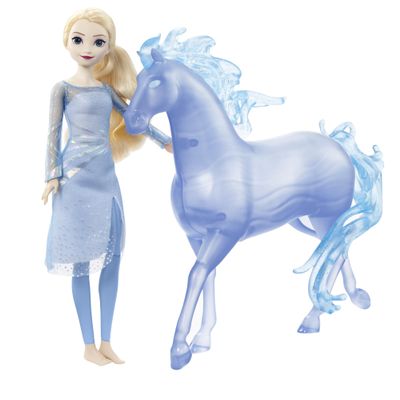 Mattel Disney Frozen Toys, Elsa Fashion Doll & Horse-Shaped Water Nokk Figure Set, Inspired by the Frozen 2 Movie