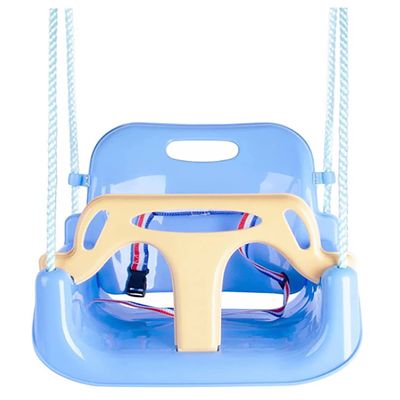 3-in-1 Swing Anti-flip Snug & Detachable for Toddler to Teenager Macarons Color Outdoor Patio Play (Light Blue Chair+Yellow Handrail)