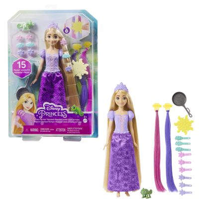 Mattel Disney Princess Rapunzel Fashion Doll with 2 Color-Change Hair Extensions & 10 Hairstyling Pieces, Inspired by The Disney Movie Tangled