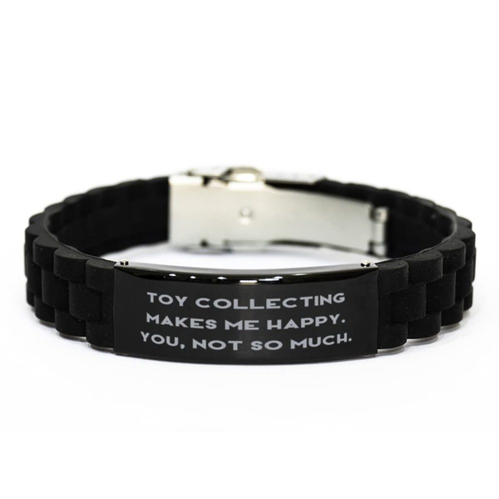 Motivational Toy Collecting Black Glidelock Clasp Bracelet, Toy, for Friends, Present from, Engraved Bracelet for Toy Collecting