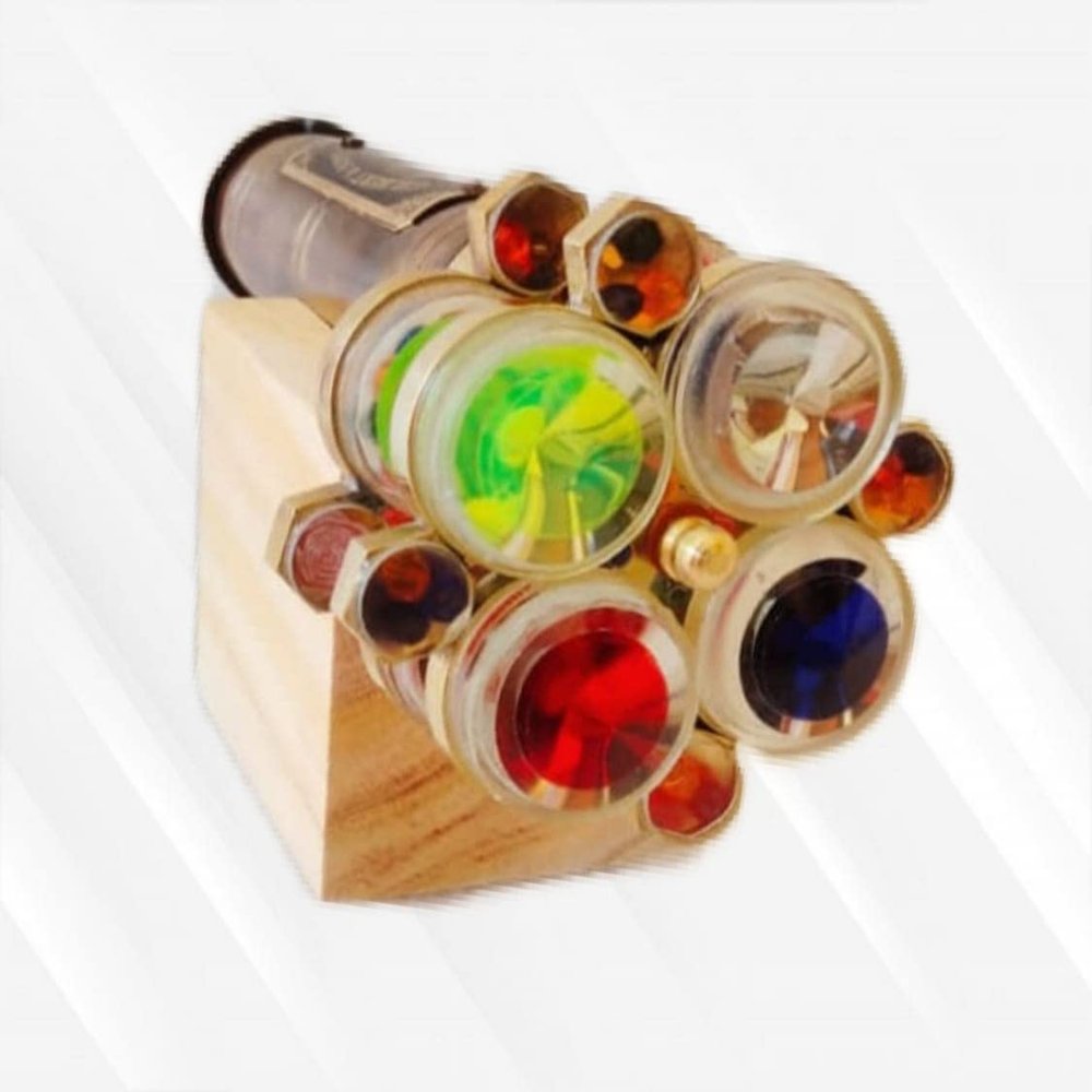 MUSKAN NAUTICAL STORE Antique Kaleidoscope Brass Unique Kaleidoscope Double Wheel Kaleidoscope Nautical Gift (with Stand)