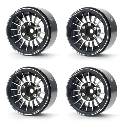 TREAL 1.9 Beadlock Wheels 1.9 Inch Beadlock RC Wheel Rims Set (4) for 1:10 RC Crawler Axial SCX10 II 90046 SCX10 III AXI03007 Capra TRX4 12mm Hex -Type J(Black)
