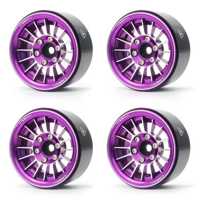TREAL 1.9 Beadlock Wheels 1.9 Inch Beadlock RC Wheel Rims Set (4) for 1:10 RC Crawler Axial SCX10 II 90046 SCX10 III AXI03007 Capra TRX4 12mm Hex (Purple)