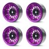 TREAL 1.9 Beadlock Wheels 1.9 Inch Beadlock RC Wheel Rims Set (4) for 1:10 RC Crawler Axial SCX10 II 90046 SCX10 III AXI03007 Capra TRX4 12mm Hex (Purple) view 2