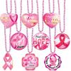 Omgouue 18pcs Breast Cancer Awareness Pink Ribbon Bead Pendant Necklace for Party Costume Accessories Pink Party Decor view 1