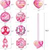 Omgouue 18pcs Breast Cancer Awareness Pink Ribbon Bead Pendant Necklace for Party Costume Accessories Pink Party Decor view 4