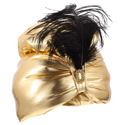 TOYANDONA Wizard Hat Vintage Hat Vintage Sultan Hat with Metallic Arabian Head Wraps Halloween Party Hat Turban Costume for Party Masquerade Cosplay (Golden) Party 90s Party Decorations