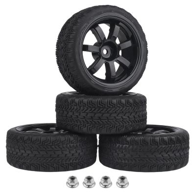 AllinRC PreGlued 12mm Hex Hubs Wheel Rims&2.64" Rubber Tires for 1/10 On-Road Touring Car Drift for Traxxas 4tec 2.0 3.0 Tamiya TT02 TT01 HPI RS4 HSP Flying Fish Wltoys 144001 Kyosho Fazer (Edition F)