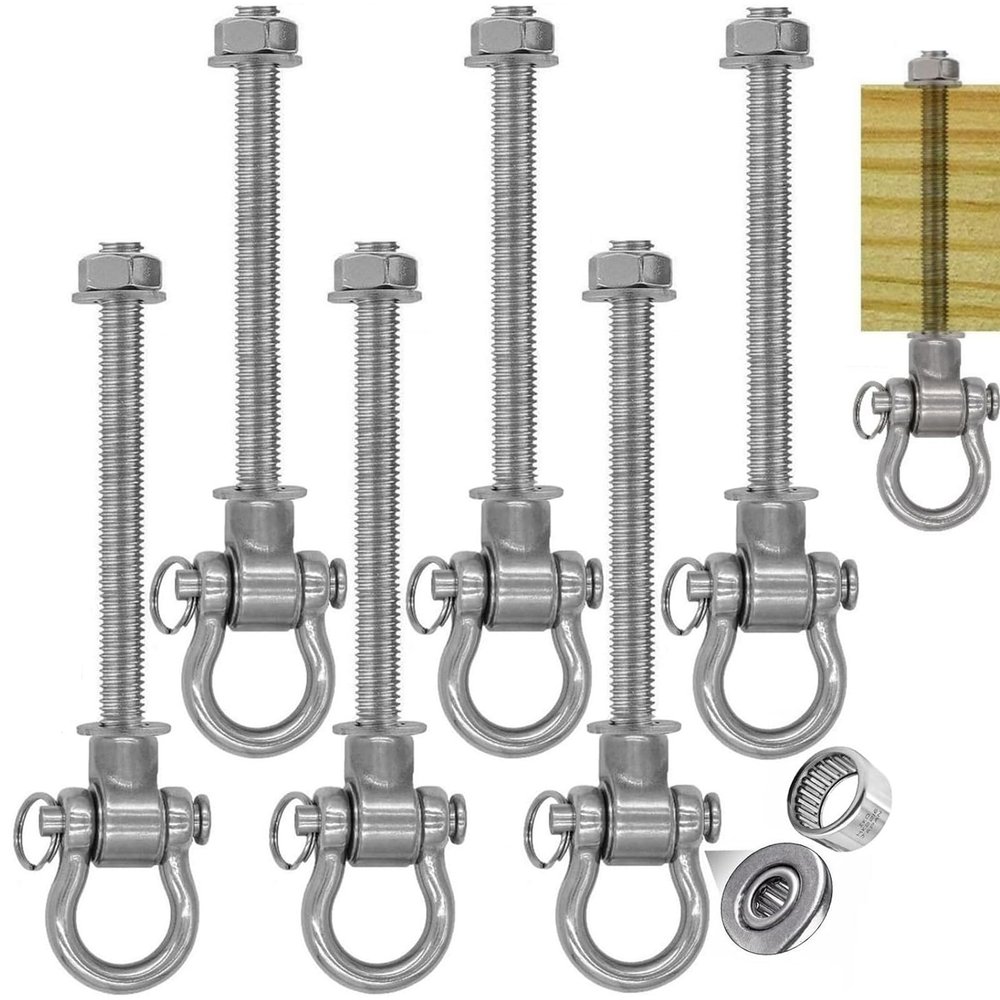 Dakzhou Set of 6 Permanent AntiRust Heavy Duty Swing Hangers 180 Bearing Swing 1500 LB Capacity sandbag Yoga Swing Hammock Chair,11"