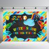 MEHOFOND Boy Water Slide Birthday Bash Backdrop Splish Splash Chalkboard Party Summer Swimming Pool Balls Water Gun Background Photography Photo Booth Banner for Cake Table Supplies 8x6ft view 2