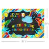 MEHOFOND Boy Water Slide Birthday Bash Backdrop Splish Splash Chalkboard Party Summer Swimming Pool Balls Water Gun Background Photography Photo Booth Banner for Cake Table Supplies 8x6ft view 3