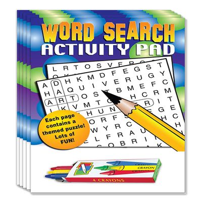 ZOCO - Word Search for Kids - Mini Activity Pads (50 Bulk Pack with Crayons) - Party Favors, Goodie Bag Stuffers, Activities for Kids