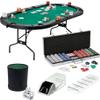 Fat Cat Texas Hold'em Table, 4-Deck Card Shoe, 500 Poker Chip Set, 2 Acrylic Chip Trays & Dice Cup Set view 1