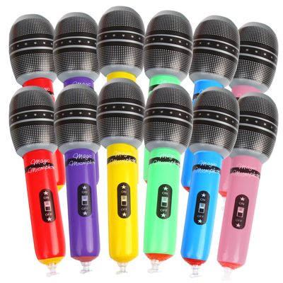 CCINEE 12 Pack Inflatable Microphones, 9.4 Inch Giant Blow Up Microphone Inflatable Microphone Props for 80s 90s Musical Concert Themed Party Favors(Ramdon Colors)