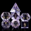 D&D Dice DNDND 7 Piece Zircon Glass Dice Set with Great Gift Box for Dungeons and Dragon DND Tabletop Game (Purple Glass with Gold Num) view 1