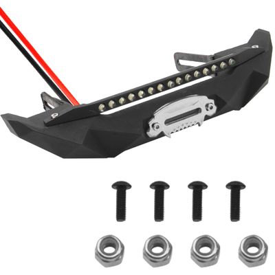 ShareGoo 1/10 Scale Front Bumper,Metal Bull Bar Front Bumper with LED Lights Bar Compatible with Axial SCX10 90046 90047 Traxxas TRX4 RC4WD D90 TF2 1/10 RC Crawlers