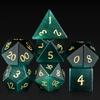 DNDND Cat's Eye Gemstone Dice, 7 PCS Green Stone Dice with Gorgeous Gift Case for DND Dungeons and Dragon Tabletop Game (Green Cat's Eye) view 1