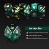 DNDND Cat's Eye Gemstone Dice, 7 PCS Green Stone Dice with Gorgeous Gift Case for DND Dungeons and Dragon Tabletop Game (Green Cat's Eye) view 3