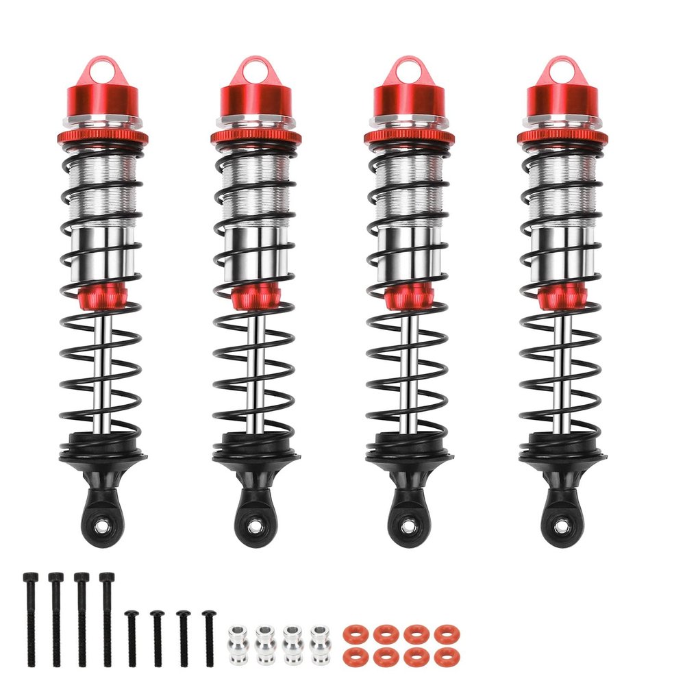 RCAWD Shock Absorber for Maxx 1/10 Upgrades, Front Rear RC Shocks Damper with Spring Adjustable Aluminum Parts for # 89086-4,# 89076-4, # 8961 Red