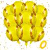 10 Pieces Softball Balloons Decorations, 18 Inches Foil Balloons for Sports Themed Birthday Party Supplies, Girls Kids Teens Baby Shower Decoration view 1