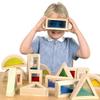 Large Wooden Building Blocks for Toddlers Baby Kids 16 Pcs Rainbow Blocks Geometry Sensory Stacking Construction Toys Set Colorful Preschool Learning Educational Toys for Boys & Girls view 3