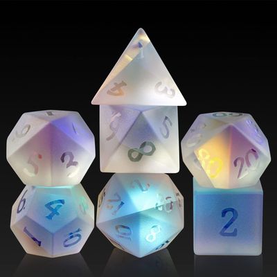 Frosted Rainbow Glass Dice Set DND, DNDND Full Set 7 Piece Matt Glass D and D Dice with Great Gift Box for Dungeons and Dragon D&D Tabletop Game (Frosted Rainbow)