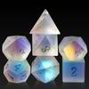 Frosted Rainbow Glass Dice Set DND, DNDND Full Set 7 Piece Matt Glass D and D Dice with Great Gift Box for Dungeons and Dragon D&D Tabletop Game (Frosted Rainbow) view 1