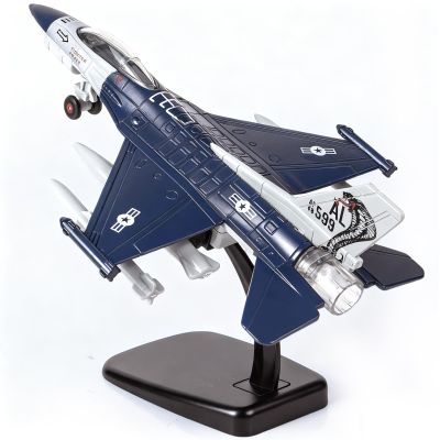 Fighter Jet, Diecast Metal Pull Back Airplane Toy with Flashing Lights and Sounds, Military Plane Model for 3-12 Years Old Boys Birthday (Holder Included)