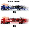 OTONOPI Toy Vehicle Push and Go Rescue Playset Diecast Mini Police Car Fire Engine Truck and Helicopter Toy in Semi Carrier Truck Gift for Toddlers Kids Boys view 3