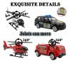 OTONOPI Toy Vehicle Push and Go Rescue Playset Diecast Mini Police Car Fire Engine Truck and Helicopter Toy in Semi Carrier Truck Gift for Toddlers Kids Boys view 4