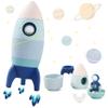 JETMHH Silicone Rocket Stacking Toy - Space Rocket Toy - Baby Teething Toys -Early Learning Stacking Tower Educational Learning Stacking Toys Nesting Toy for Early Educational for Infants (Blue) view 1