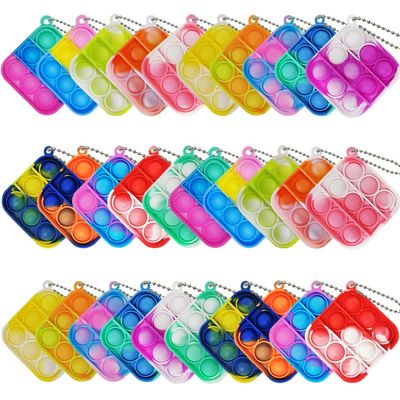 30 Pcs Mini Pop Bubble Fidget Sensory Toys for Party Favors, Pop Keychain Bulk for Classroom Prizes, Easter Basket Stuffers Christmas Valentine Gifts for Kids Students