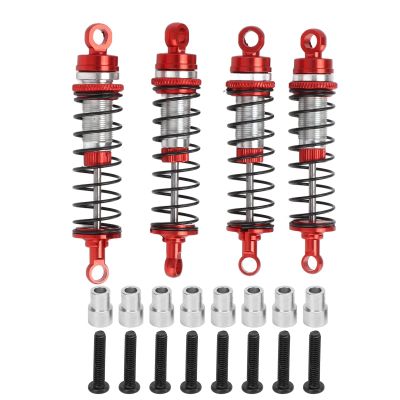 RC Car Shock Absorber Set, Front and Rear Metal Damper, 2.6 Inch Red, Compatible with 1/18 Scale RC Cars