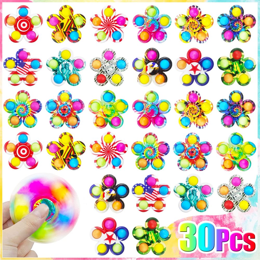 30 Pcs Fidget Spinners Toys for Boys Girls, Christmas Party Favors, Goodie Bag Stuffers Class Supplies Prizes for Students, Fidget Toys Bulk Sensory Toy for Kids