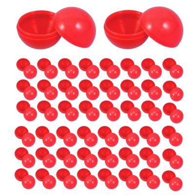 Wakauto 50pcs Red Raffle Balls, 4cm (1.57 Inch) Plastic Openable Hollow Bingo Cage Balls for Lottery Drawing, Vending Machine Capsules, Party Games Prizes and Decorations